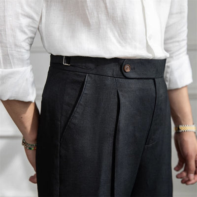 St. Barts Linen Pleated Trousers – Coastal Cool Meets City Sophistication