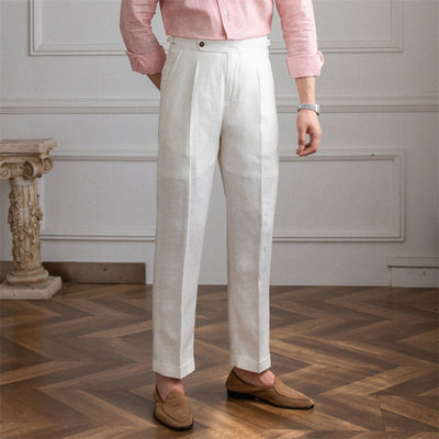 St. Barts Linen Pleated Trousers – Coastal Cool Meets City Sophistication