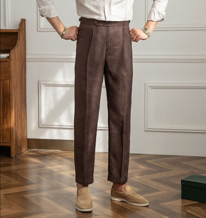 St. Barts Linen Pleated Trousers – Coastal Cool Meets City Sophistication