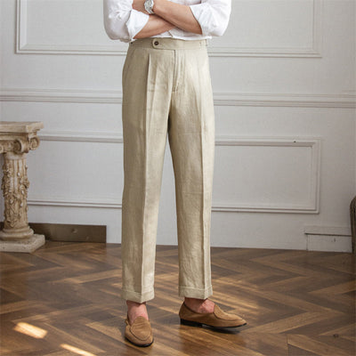 St. Barts Linen Pleated Trousers – Coastal Cool Meets City Sophistication