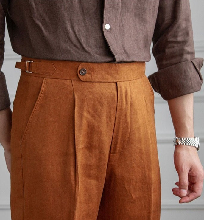 St. Barts Linen Pleated Trousers – Coastal Cool Meets City Sophistication