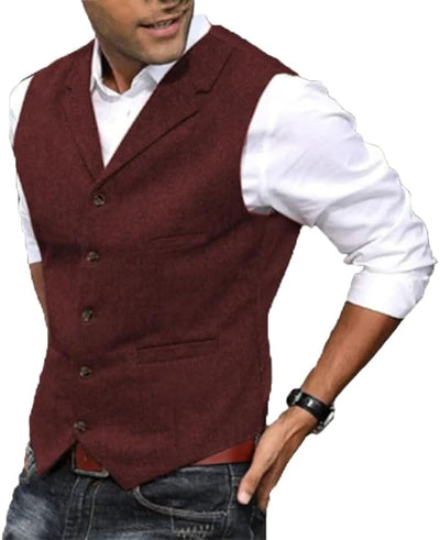 PRESTIGE - Mens Tweed Suit Waistcoat Vest Business V Neck Waistcoat