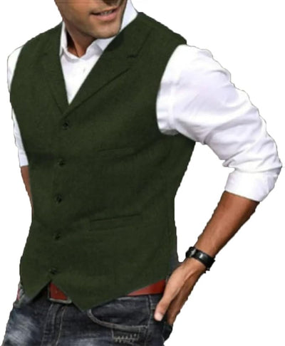 PRESTIGE - Mens Tweed Suit Waistcoat Vest Business V Neck Waistcoat