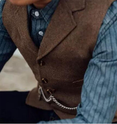 PRESTIGE - Mens Tweed Suit Waistcoat Vest Business V Neck Waistcoat