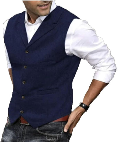 PRESTIGE - Mens Tweed Suit Waistcoat Vest Business V Neck Waistcoat