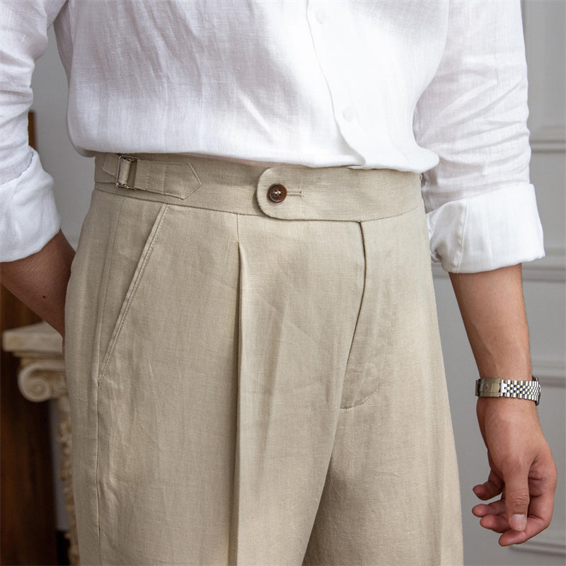 St. Barts Linen Pleated Trousers – Coastal Cool Meets City Sophistication