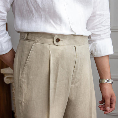 St. Barts Linen Pleated Trousers – Coastal Cool Meets City Sophistication