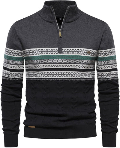 Jasper - Men's Casual Striped Quarter-Zip Sweater