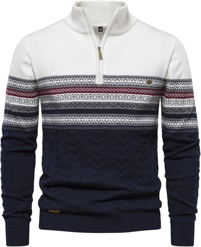 Jasper - Men's Casual Striped Quarter-Zip Sweater