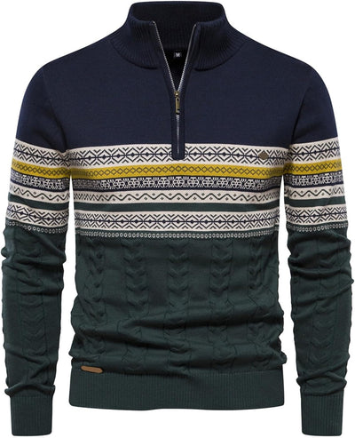 Jasper - Men's Casual Striped Quarter-Zip Sweater