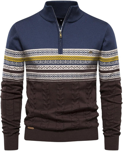 Jasper - Men's Casual Striped Quarter-Zip Sweater