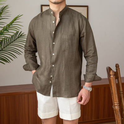 Positano | Linen Grandad Collar Shirt
